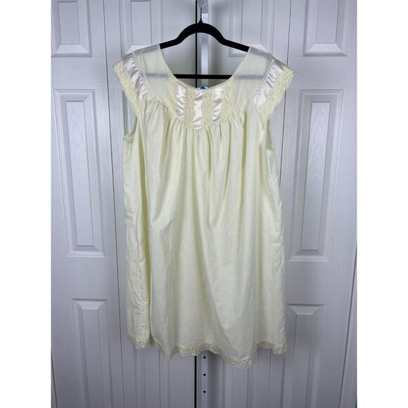 Vintage Sears Perma Prest Cotton Satin Yellow Sleevless nighgown Size 40-42 - Picture 3 of 5